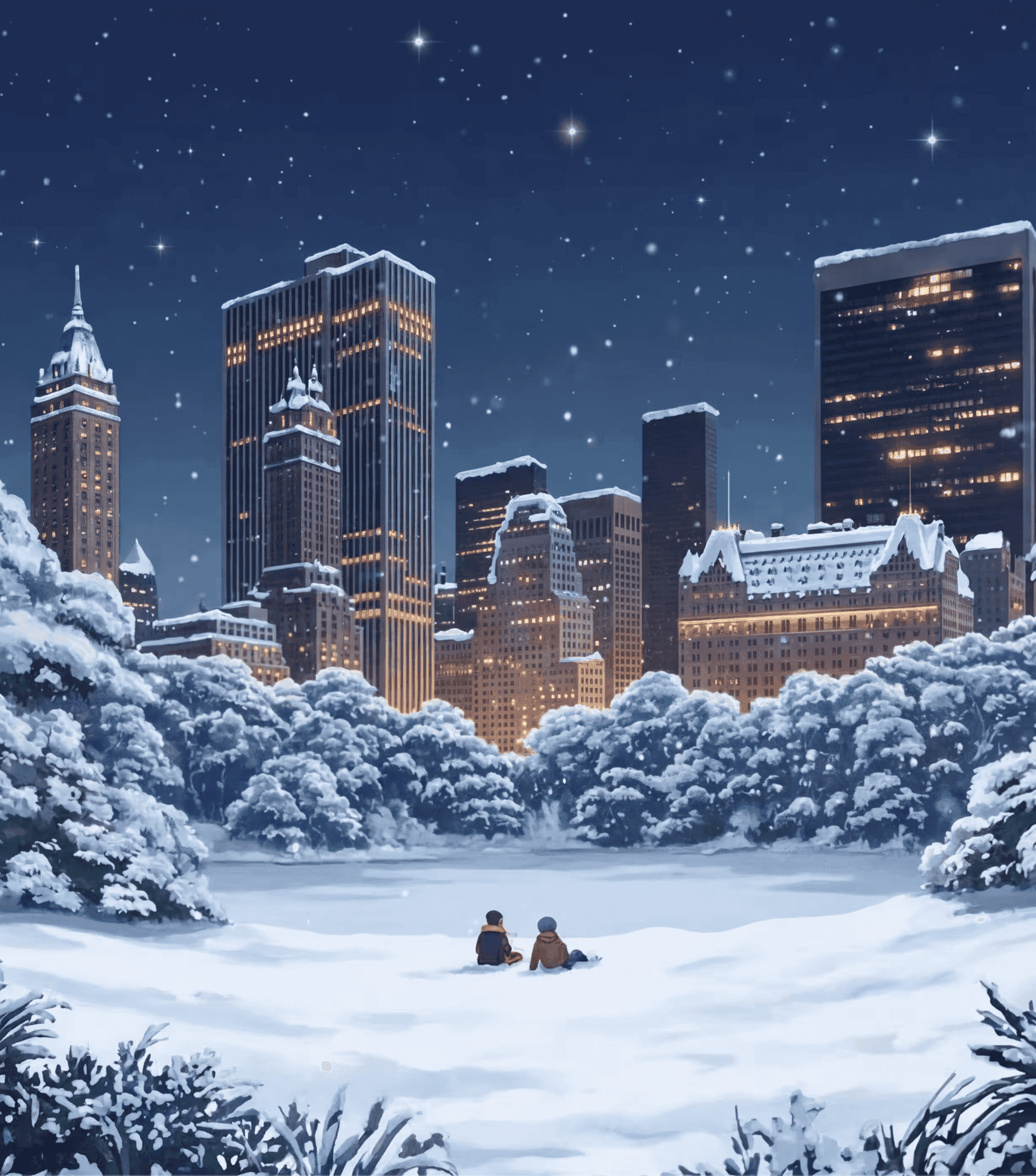 Snowy Central Park - Illustration by Altalogy